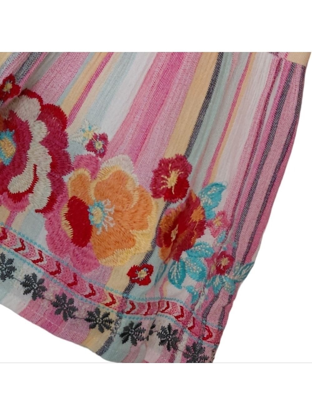Boho Embroidered Floral Bell Sleeves Blouse Medium Spring Festival - Picture 4 of 9